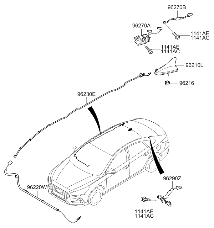 96230-C2PC0 Hyundai Feeder Cable-Antenna Floor No.1