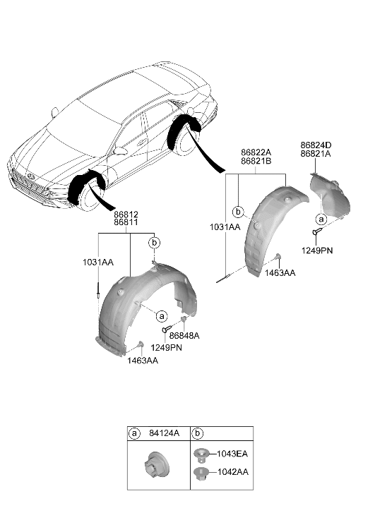 Hyundai 86812-AAAA0 Front Wheel Guard Assembly Right Hand 86812-AAAA0 Hyundai Front Wheel Guard Assembly Right Hand