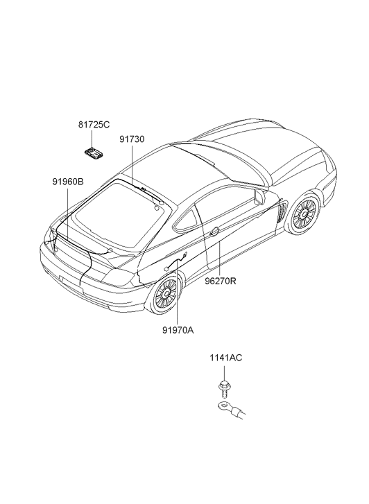 91950-2C070 Hyundai Tail Gate Wiring Assembly