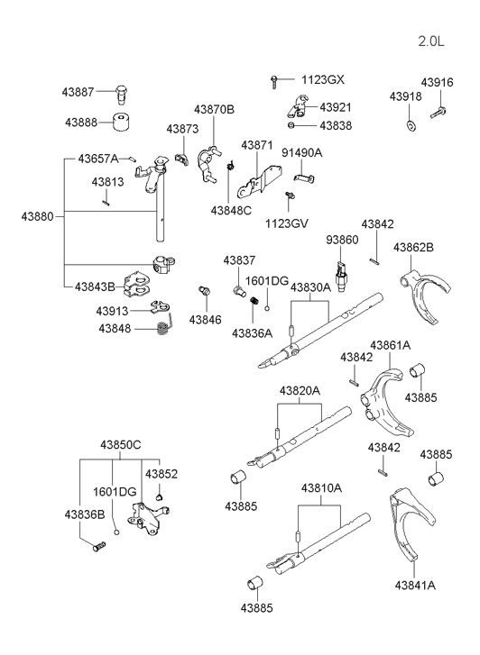 Hyundai 43830-28521 Rail Sub Assembly-Shift(5&R) 43830-28521 Hyundai Rail Sub Assembly-Shift(5&R)