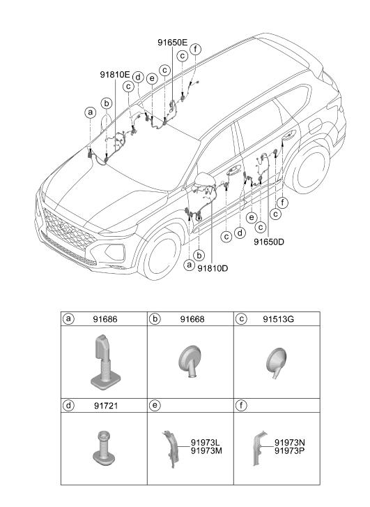 Hyundai 91610-S2050 Front Wiring Assembly Dr(Pass) 91610-S2050 Hyundai Front Wiring Assembly Dr(Pass)