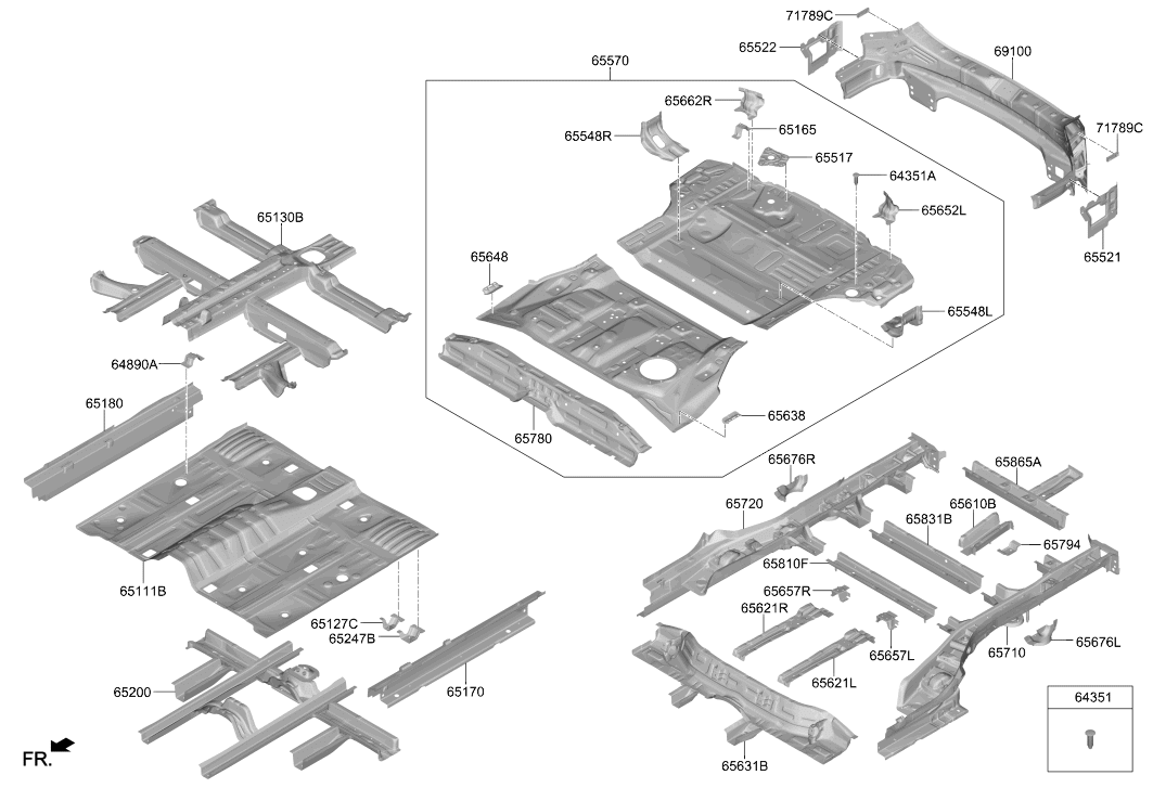 Hyundai 65720-S2000 Rear Floor Side Member Assembly Right Hand 65720-S2000 Hyundai Rear Floor Side Member Assembly Right Hand