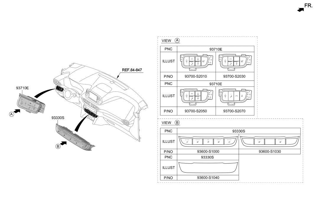93700-S2040-SST Hyundai Side Crash Pad Switch Assembly