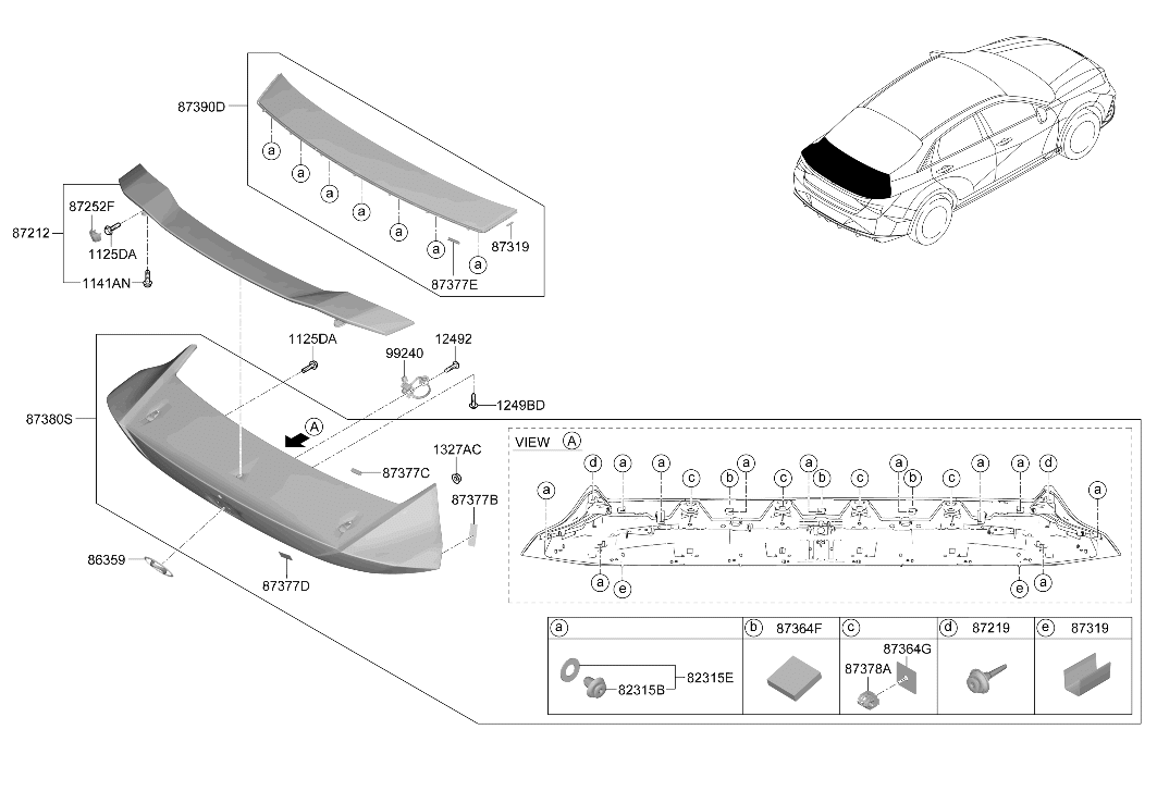 87315-AA000 Hyundai Strip (C)-T/GATE GARNISH