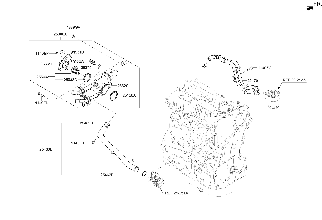 Hyundai 25470-2GTP1 Oil Cooler Tube Assembly 25470-2GTP1 Hyundai Oil Cooler Tube Assembly