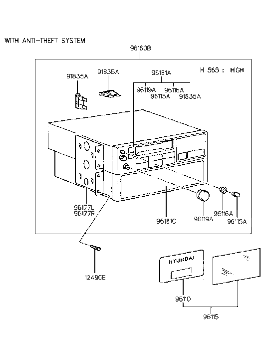 96180-28200 Hyundai Radio Assembly-ETR(High)