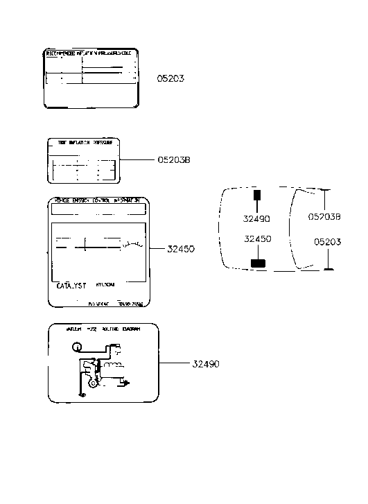 Hyundai 32450-33033 Label Emission Control 32450-33033 Hyundai Label Emission Control