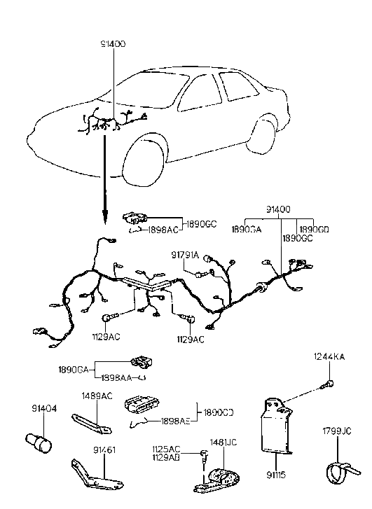 Hyundai 91404-28540 Wiring Assembly-Engine Control Module 91404-28540 Hyundai Wiring Assembly-Engine Control Module