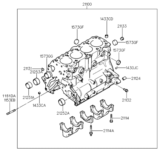 Hyundai 21100-33A00 Cylinder Block Assembly 21100-33A00 Hyundai Cylinder Block Assembly