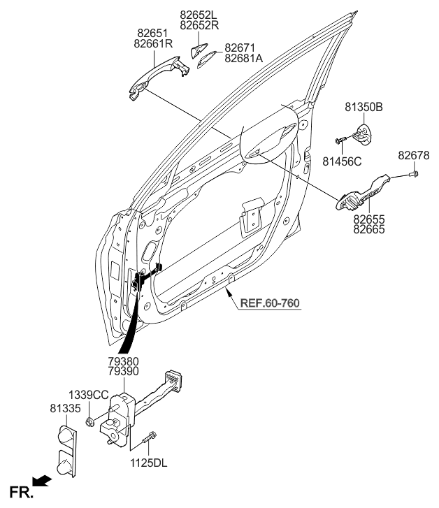 Hyundai 82652-3V010-NB9 Front Door Outside Handle Cover Left Hand 82652-3V010-NB9 Hyundai Front Door Outside Handle Cover Left Hand