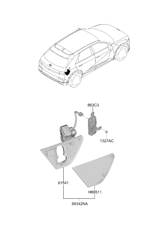 Hyundai 69513-GI000 Housing Fuel Filler Door 69513-GI000 Hyundai Housing Fuel Filler Door