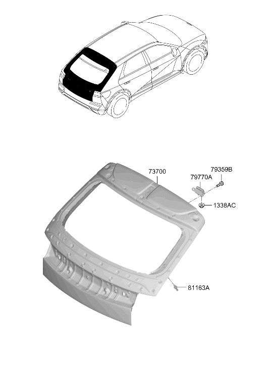 Hyundai 72800-GI011 PANEL ASSY-TAIL GATE 72800-GI011 Hyundai PANEL ASSY-TAIL GATE