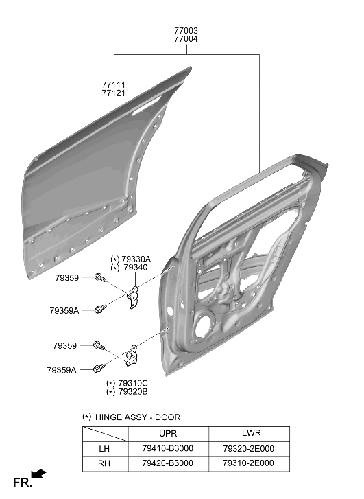 Hyundai 77121-GI000 Rear Door Outer Panel Right Hand 77121-GI000 Hyundai Rear Door Outer Panel Right Hand