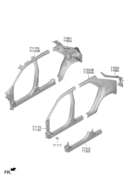 Hyundai 71120-GI051 Side Complete Reinforcement Assembly Right Hand 71120-GI051 Hyundai Side Complete Reinforcement Assembly Right Hand