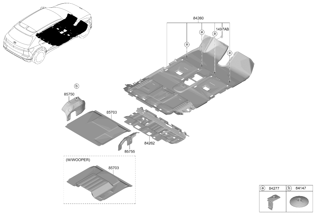 Hyundai 84260-GI220-NNB Floor Carpet Assembly 84260-GI220-NNB Hyundai Floor Carpet Assembly