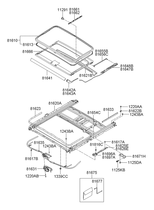 81671-3J000 Hyundai Bracket-Sunroof Set,Front