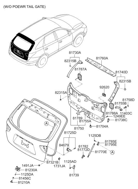 81755-3J000-WK Hyundai Cover-TAILGATE Trim