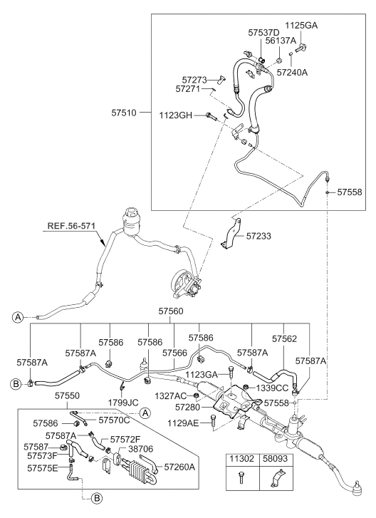 57570-3J000 Hyundai Return Tube Assembly