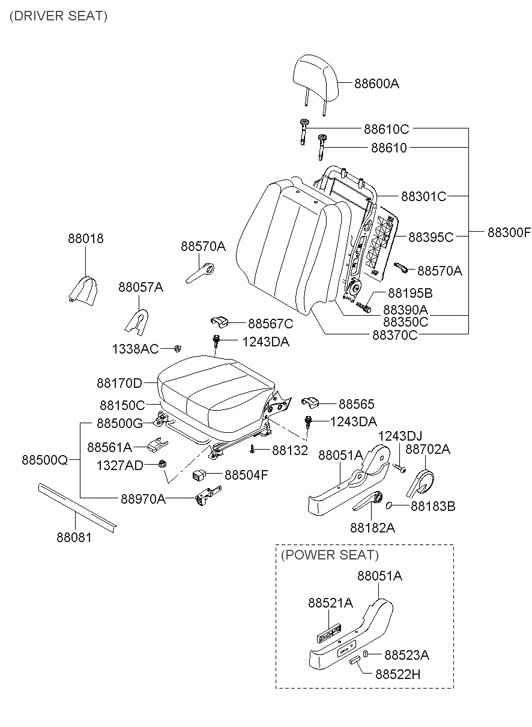 88380-0A000-QS Hyundai Guide Assembly-Headrest With Lever