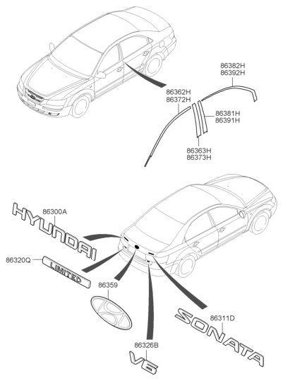 Hyundai 86382-3K000 Tape-Rear Door Black Frame Upper,LH 86382-3K000 Hyundai Tape-Rear Door Black Frame Upper,LH