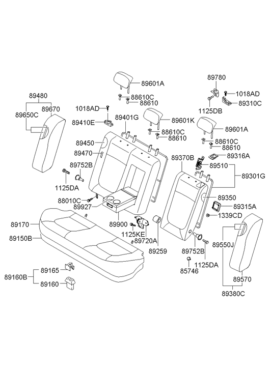 Hyundai 89312-3K200-CH Latch Assembly-Rear Seat,LH 89312-3K200-CH Hyundai Latch Assembly-Rear Seat,LH