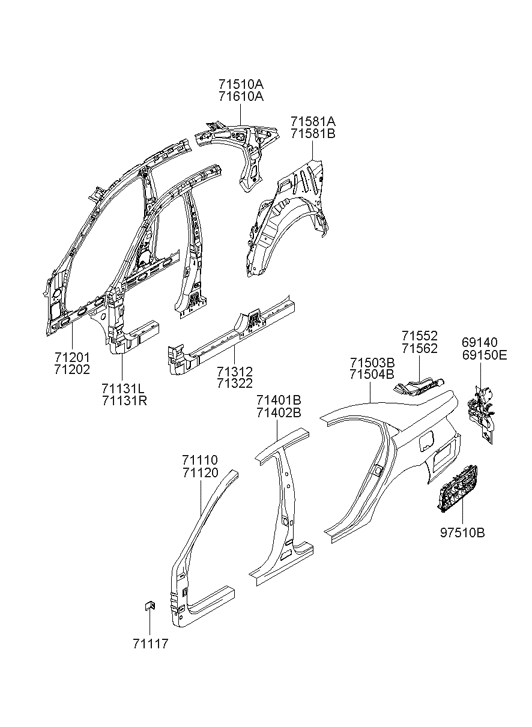 71503-3KB01 Hyundai Quarter Outer Panel Assembly Left Hand