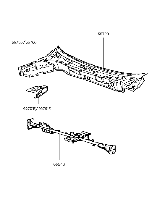 66756-27010 Hyundai Panel-Cowl Side Outer Upper,Left Hand