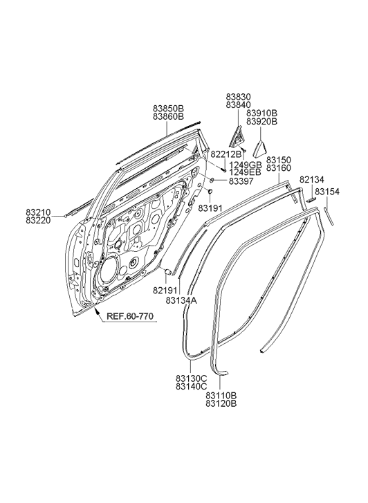 83840-3L010 Hyundai Moulding Assembly-Rear Door Delta,RH