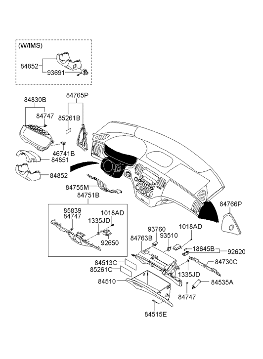 Hyundai 84780-3L301-J9 Crash Pad Side Cover Assembly Left Hand 84780-3L301-J9 Hyundai Crash Pad Side Cover Assembly Left Hand