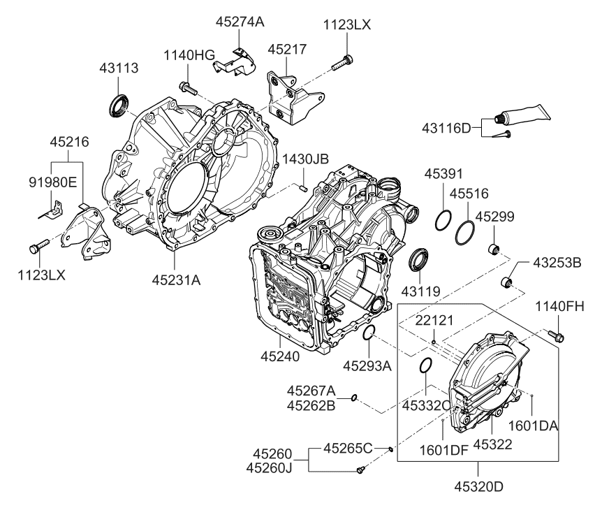 Hyundai 45231-3A555 Converter Housing 45231-3A555 Hyundai Converter Housing