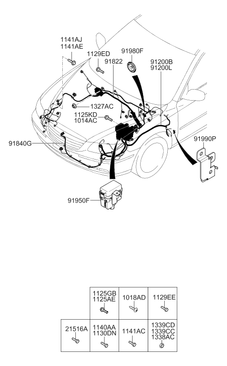 Hyundai 91200-3L371 Wiring Assembly Front 91200-3L371 Hyundai Wiring Assembly Front