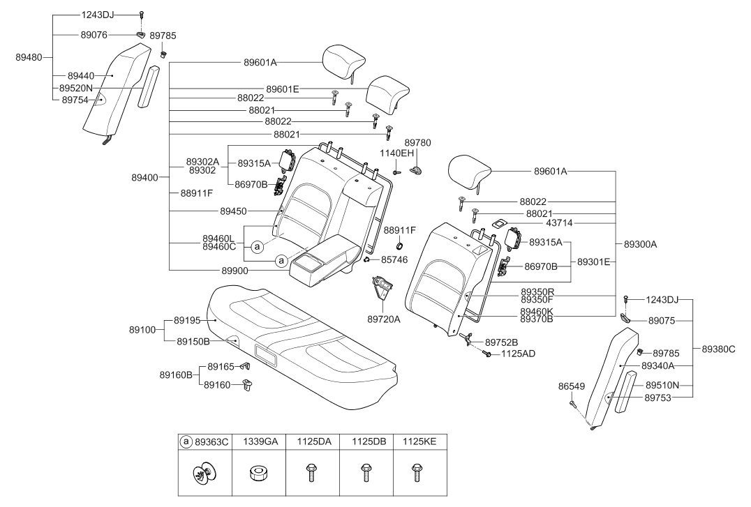 89350-3L301 Hyundai Frame & Pad Assembly-Rear Seat Back