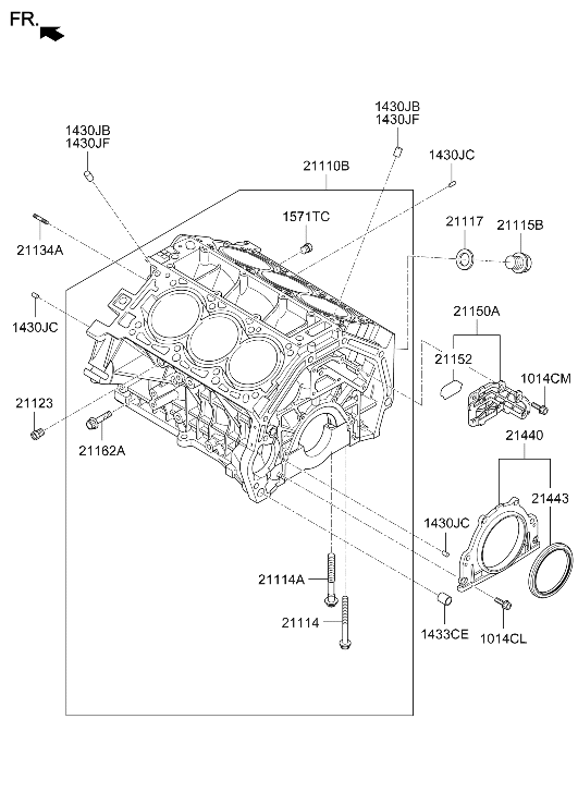 21110-3C100 Hyundai Cylinder Block Sub Assembly