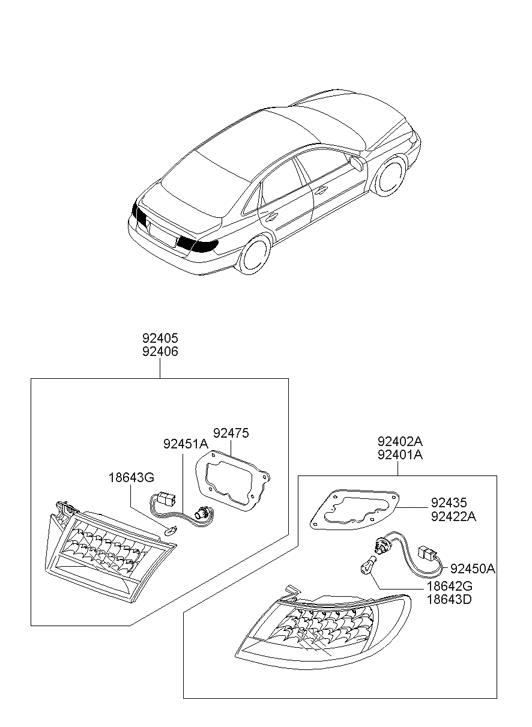 Hyundai 92453-3L500 Cover-Rear Combination Lamp,LH 92453-3L500 Hyundai Cover-Rear Combination Lamp,LH