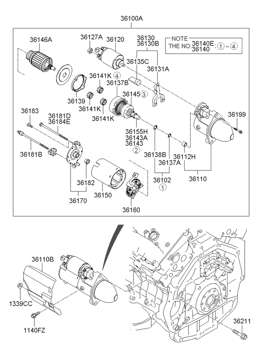 36143-3C150 Hyundai Shaft Assembly-Planet