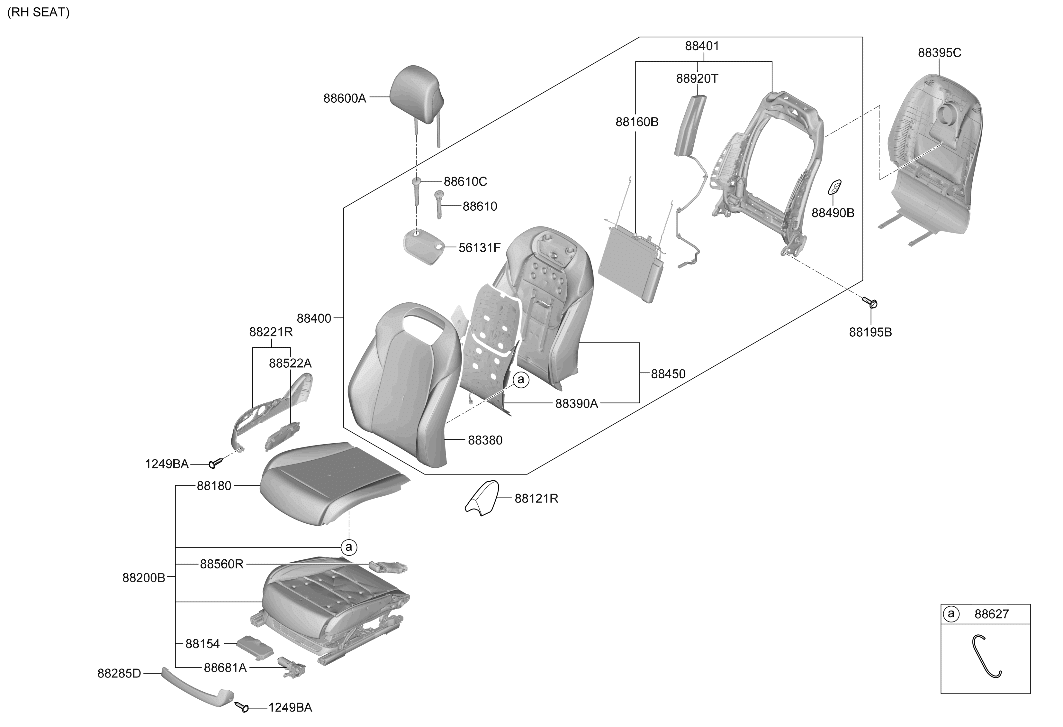 Hyundai 88400-IT050-E2C Front Seat Back Assembly Right Hand 88400-IT050-E2C Hyundai Front Seat Back Assembly Right Hand