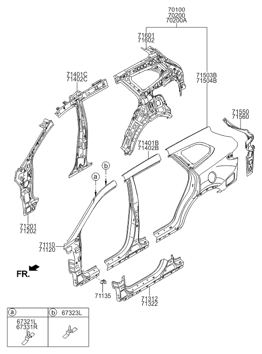 70200-B8A50 Hyundai Frame-Side Outer,RH