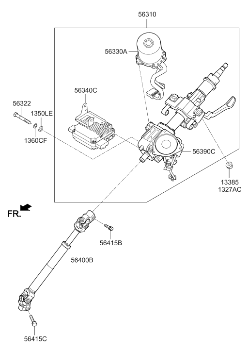 56390-B8830 Hyundai Column & Housing Assembly