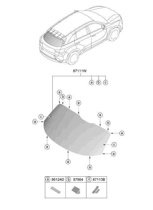 87110-M5010 Hyundai GLASS ASSY-TAIL GATE