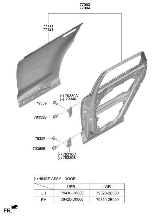 77111-M5000 Hyundai Rear Door Outer Panel Left Hand