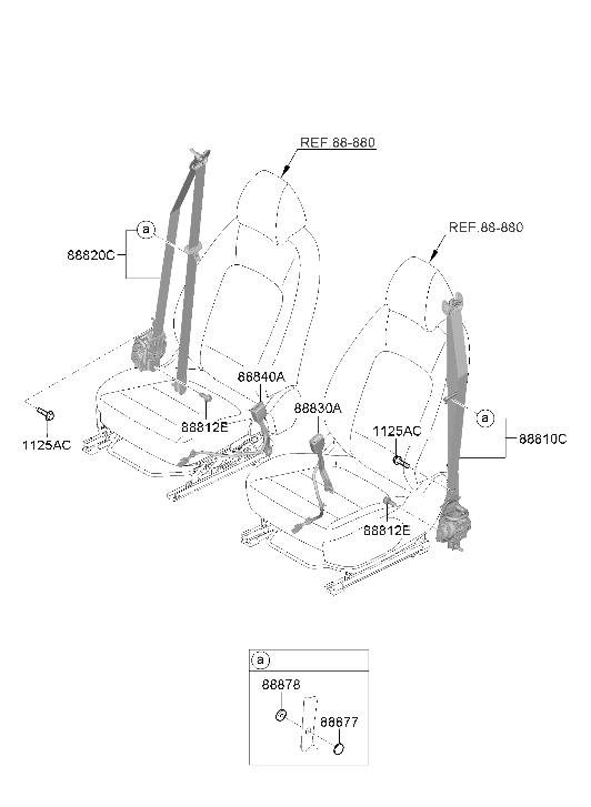 Hyundai 88840-K2100-NNB Buckle Assembly-FR S/BELT,RH 88840-K2100-NNB Hyundai Buckle Assembly-FR S/BELT,RH