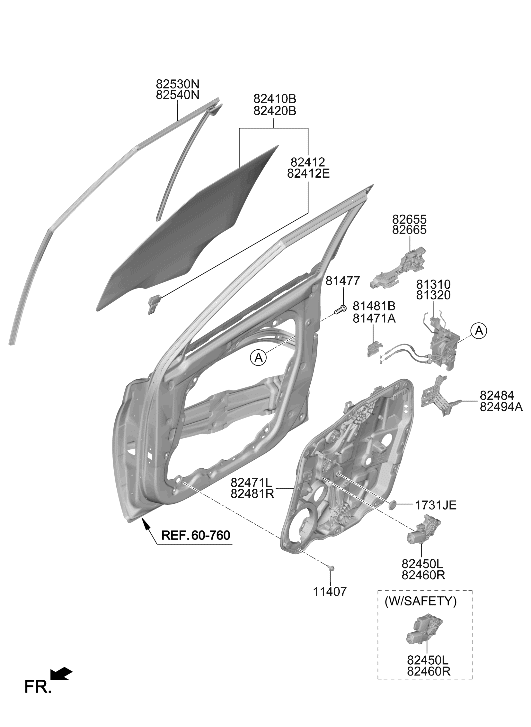 Hyundai 82413-K2000 Grip-Door Glass 82413-K2000 Hyundai Grip-Door Glass