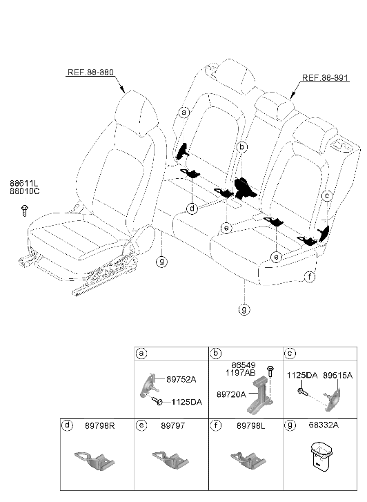 Hyundai 89T20-K2000 Hinge Assembly-Rear Seat Back Side 89T20-K2000 Hyundai Hinge Assembly-Rear Seat Back Side