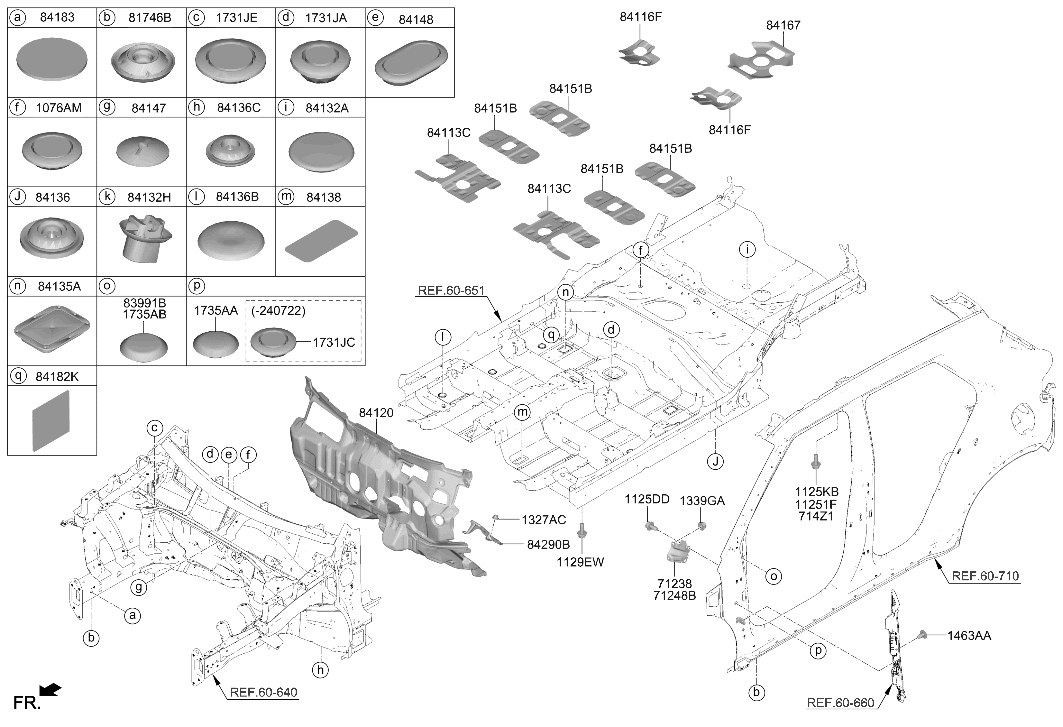 84135-K2000 Hyundai Pad-ANTIVIBRATION Floor FRT,LH
