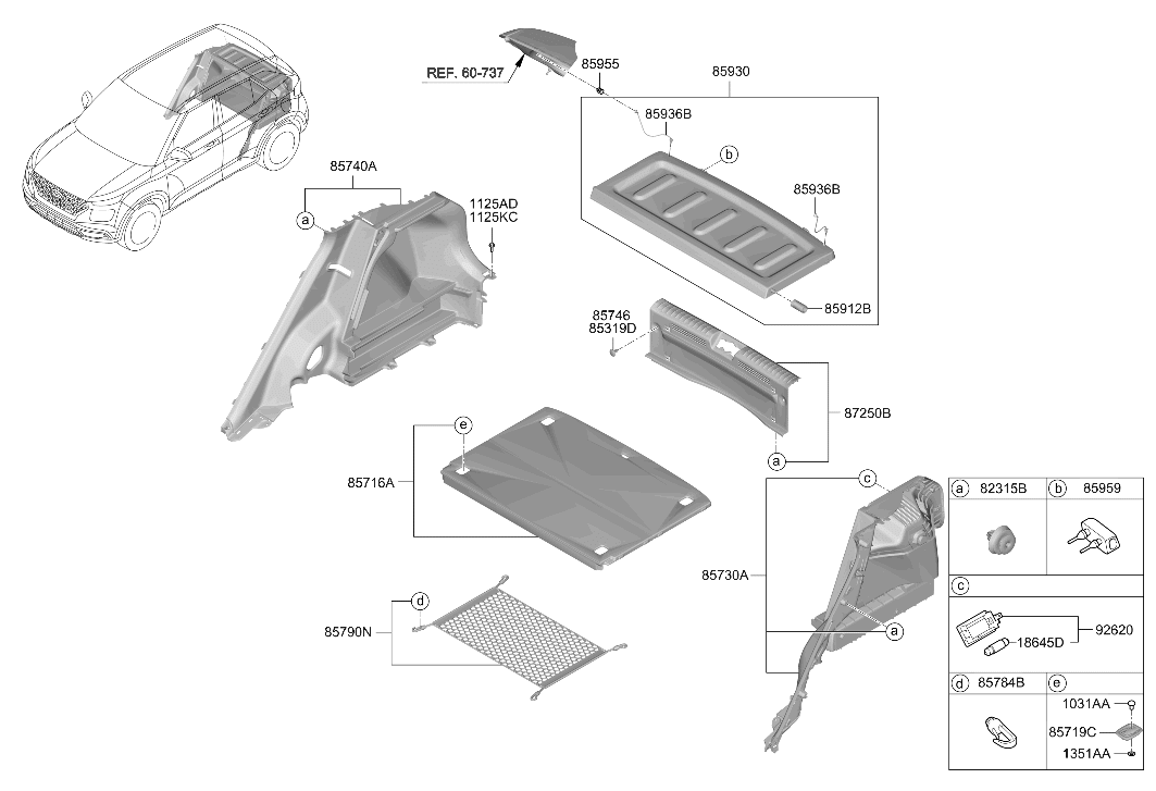 85790-K2100-NNB Hyundai Net Assembly-Luggage Side