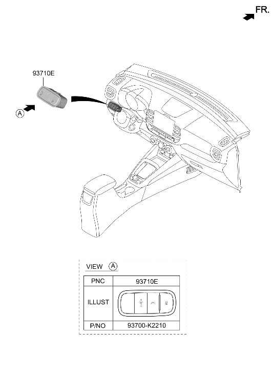 93700-K2180-MMH Hyundai Side Crash Pad Switch Assembly