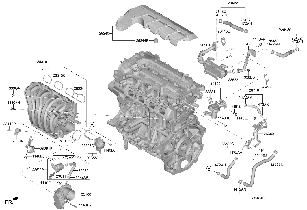 28353-2M110 Hyundai Pipe Assembly-Vacuum
