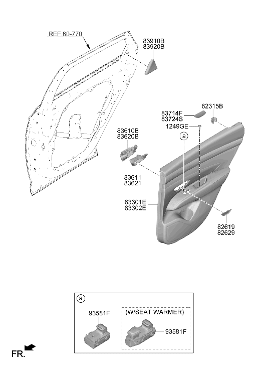 83305-CW330-NNB Hyundai Rear Door Trim Panel Assembly Left Hand
