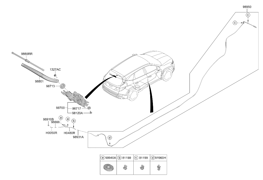 Hyundai 98850-CW500 BLADE ASSY-WIPER,RR 98850-CW500 Hyundai BLADE ASSY-WIPER,RR