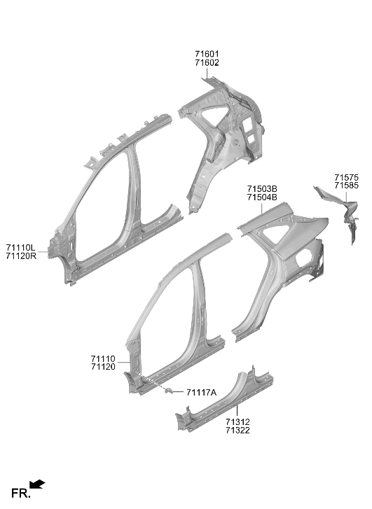 71601-CW520 Hyundai Panel Assembly-Quarter Inner Left Hand